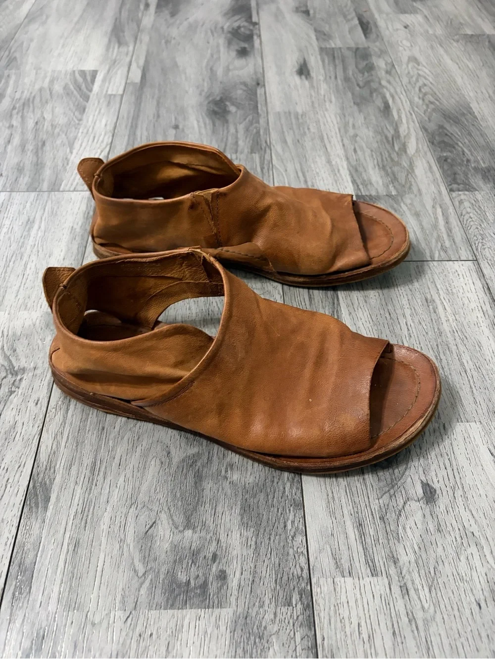 A.S.98 Women's Open-Toe Leather Sandals - Cognac Brown